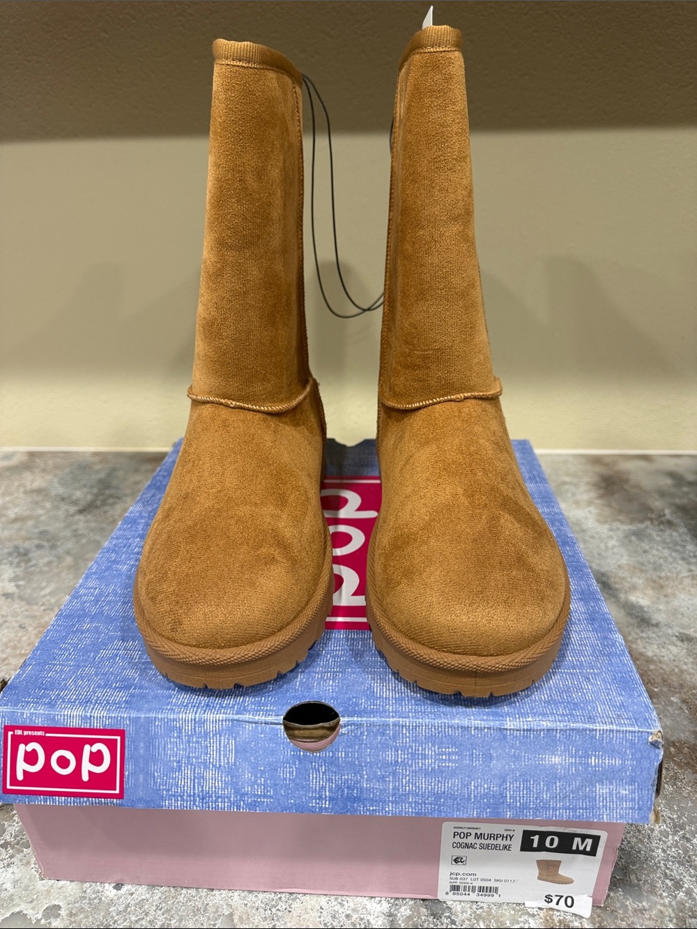 pop Cognac Suede Tall Pull-On Boots